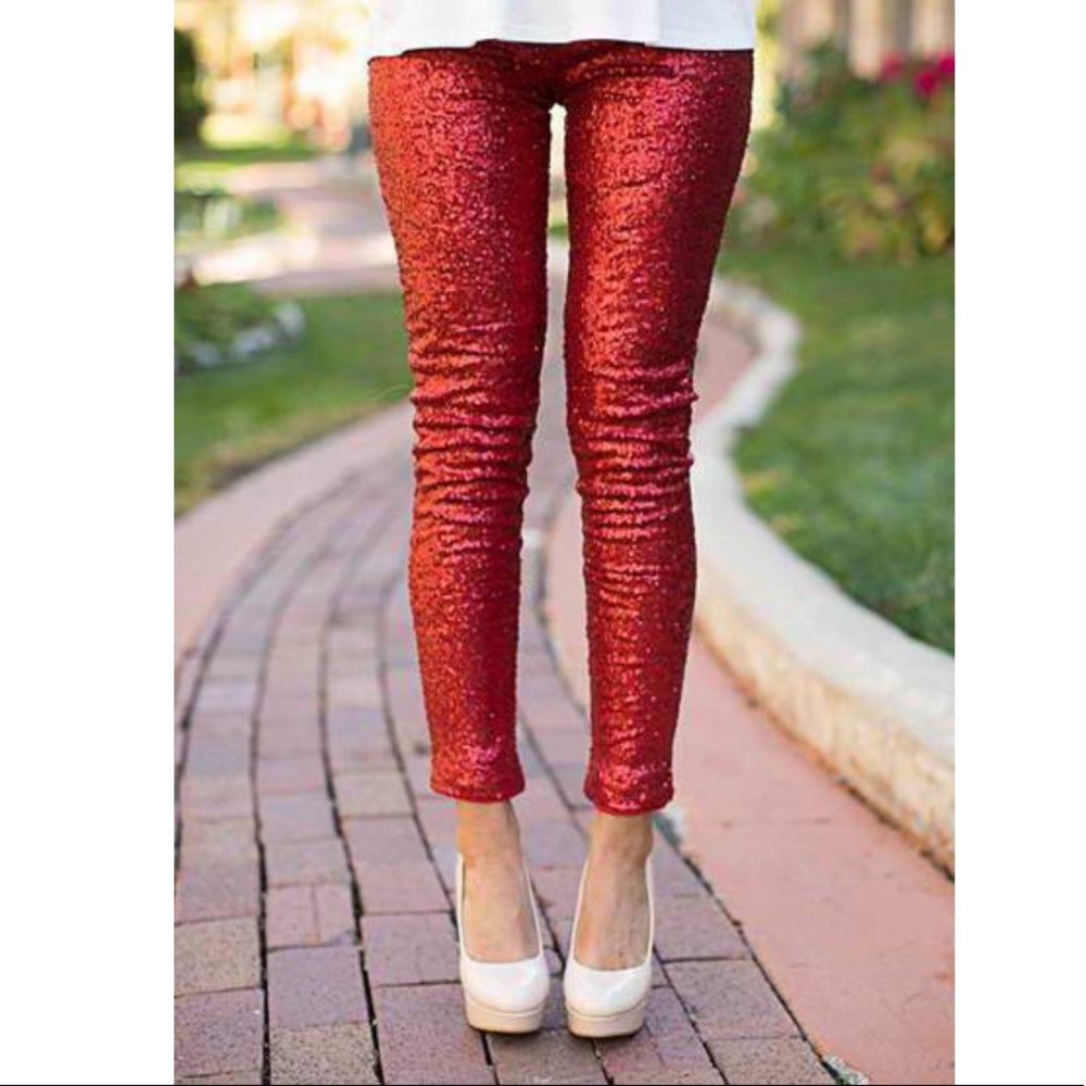 NWOT red sequin leggings